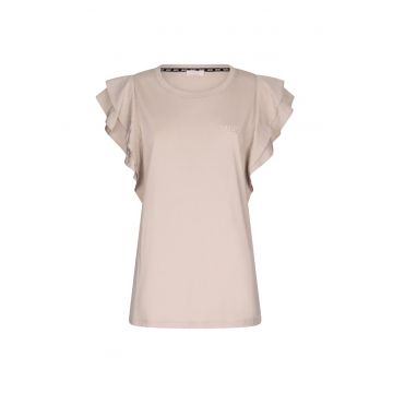 Tricou de bumbac cu model cu volane