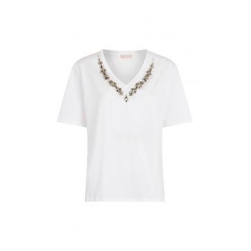Tricou de bumbac cu strasuri