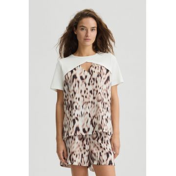 Tricou de satin cu detaliu suprapus