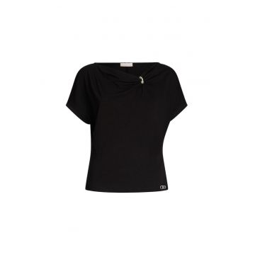 Tricou din amestec de bambuc cu detaliu metalic