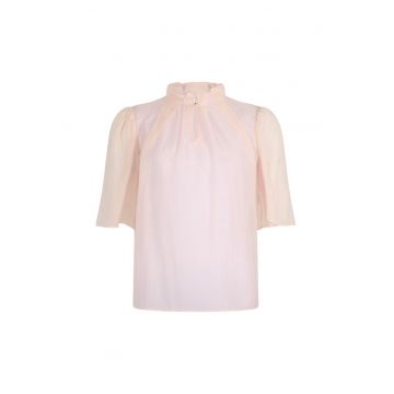 Tricou din amestec de lyocell cu guler inalt