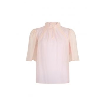 Tricou din amestec de lyocell cu guler inalt