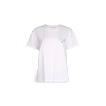 Tricou din bumbac cu croiala lejera si logo