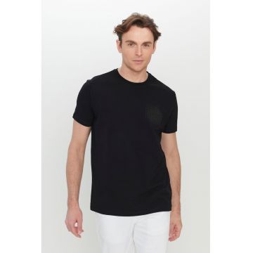 Tricou din bumbac cu decolteu la baza gatului