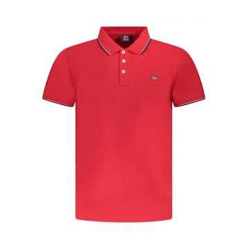 Tricou polo barbati cu logo brodat - regular fit - Rosu -