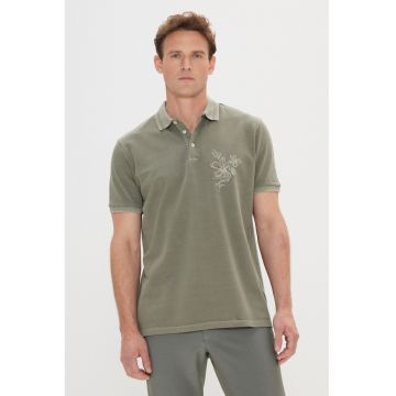 Tricou polo cu floare brodata