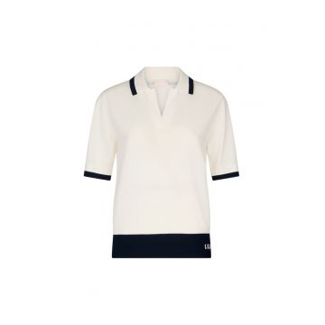Tricou slim fit cu decolteu in V si logo