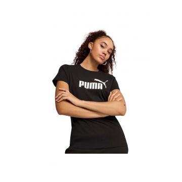 Tricou sport dama - Puma - ESS No.1 Logo Tee - negru - bumbac reciclabil -