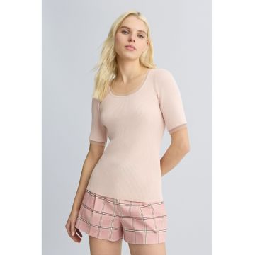 Tricou uni cu aspect striat