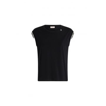 Tricou uni cu decolteu la baza gatului