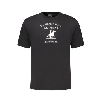 U.S. Grand POLO Tricou barbati cu imprimeu din bumbac - regular fit - negru -