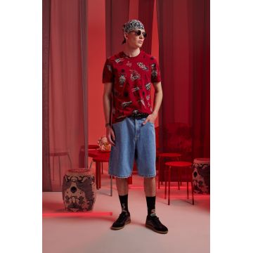 Medicine tricou din bumbac culoarea roșu, cu imprimeu
