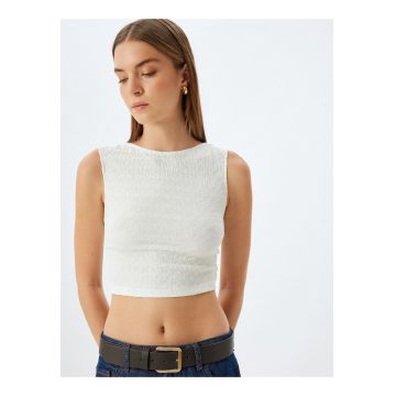 Top crop cu aspect texturat