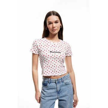 Tricou crop cu model cu fructe