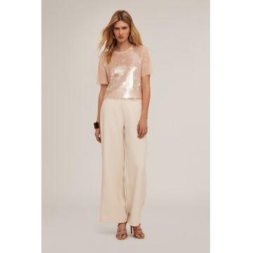Tricou crop cu paiete