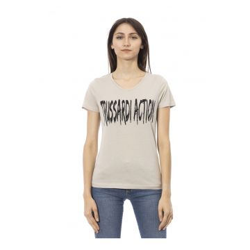 Tricou cu decolteu in V si logo