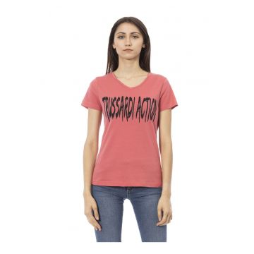 Tricou cu decolteu in V si logo