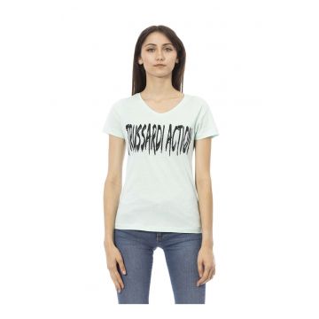 Tricou cu decolteu in V si logo