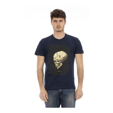 Tricou cu decolteu la baza gatului si imprimeu