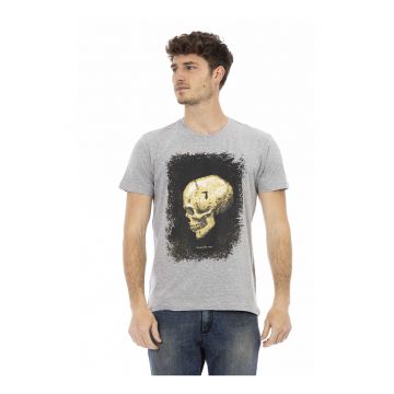 Tricou cu decolteu la baza gatului si imprimeu