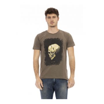 Tricou cu decolteu la baza gatului si imprimeu