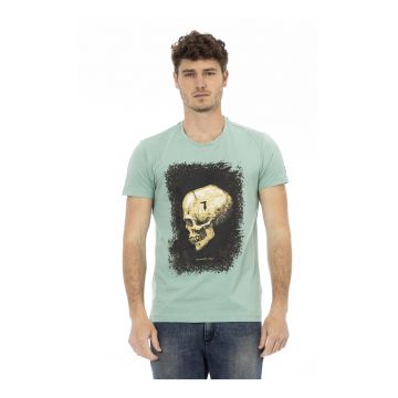 Tricou cu decolteu la baza gatului si imprimeu