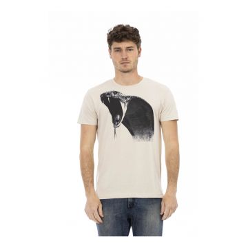 Tricou cu decolteu la baza gatului si imprimeu grafic
