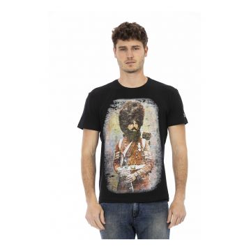 Tricou cu decolteu la baza gatului si imprimeu grafic