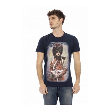 Tricou cu decolteu la baza gatului si imprimeu grafic