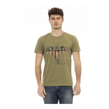 Tricou cu decolteu la baza gatului si imprimeu grafic