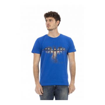 Tricou cu decolteu la baza gatului si imprimeu grafic