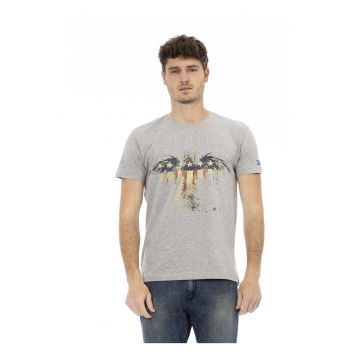 Tricou cu decolteu la baza gatului si imprimeu grafic