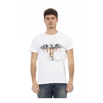 Tricou cu decolteu la baza gatului si imprimeu grafic