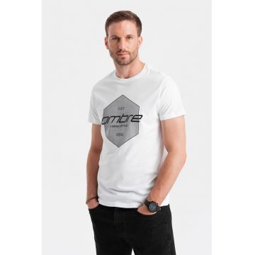 Tricou cu decolteu la baza gatului si model grafic