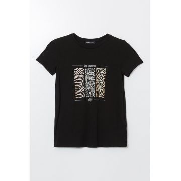 Tricou cu detaliu cu animal print