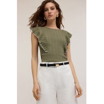 Tricou cu maneci cu volane
