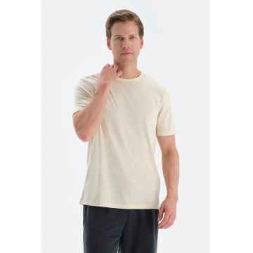 Tricou de bumbac cu decolteu la baza gatului