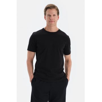 Tricou de bumbac cu decolteu la baza gatului