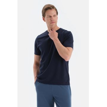 Tricou de bumbac cu decolteu la baza gatului