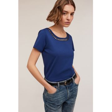 Tricou de bumbac cu detaliu perforat
