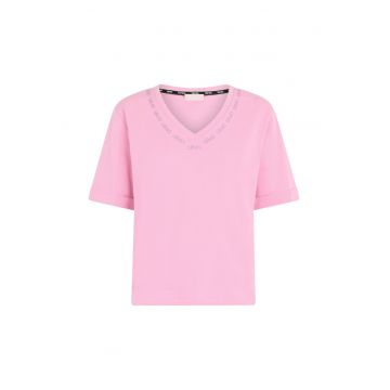 Tricou de bumbac cu logo din strasuri