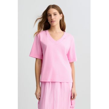 Tricou de bumbac cu logo din strasuri