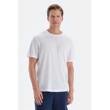 Tricou de casa din lyocell cu decolteu la baza gatului