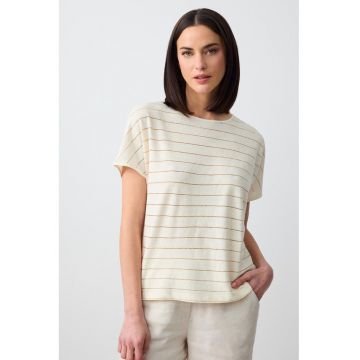 Tricou din amestec de in cu dungi