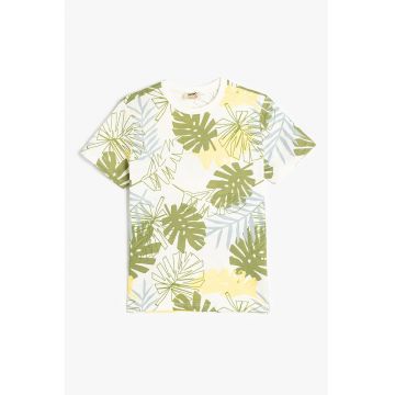 Tricou din bumbac cu imprimeu cu frunza