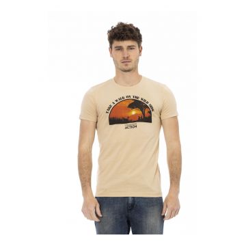 Tricou slim-fit cu decolteu la baza gatului si design