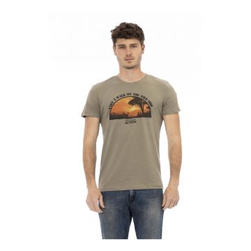 Tricou slim-fit cu decolteu la baza gatului si design