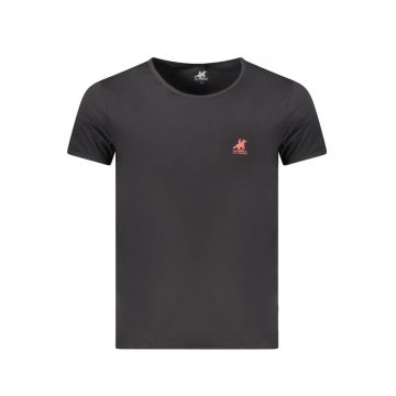 U.S. Grand POLO Tricou barbati simplu cu logo rosu brodat - negru -