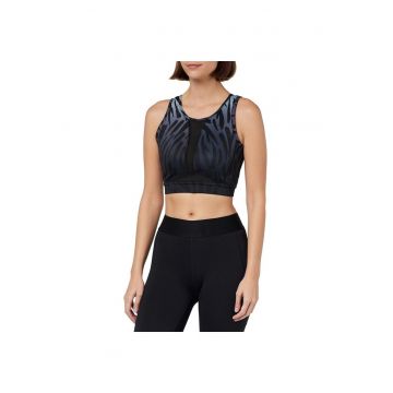 Bustiera sport  Train Tiger - neagra - poliester reciclat - pentru femei - croiala mulata - suport mediu