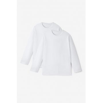 Set de bluze cu decolteu la baza gatului si model uni - 2 piese